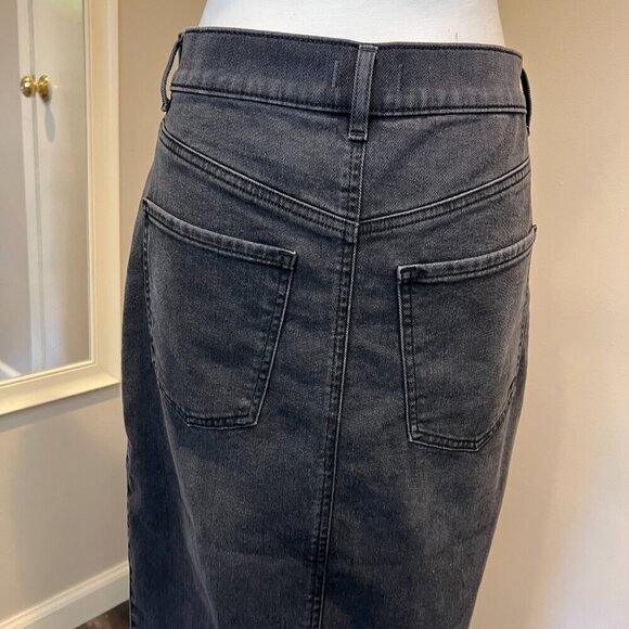 NWT Express Black Super High Rise Denim Maxi Skirt with slit, Size 8 - Picture 10 of 15